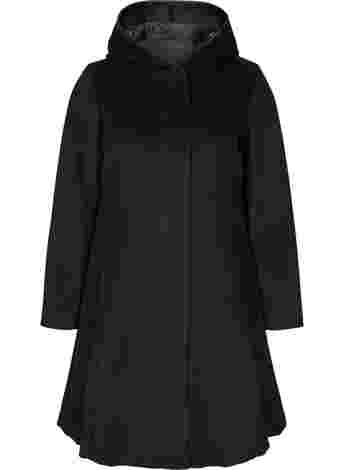 Hooded jacket with wool