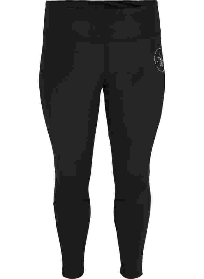 Solid-coloured gym leggings, Black, Packshot image number 0