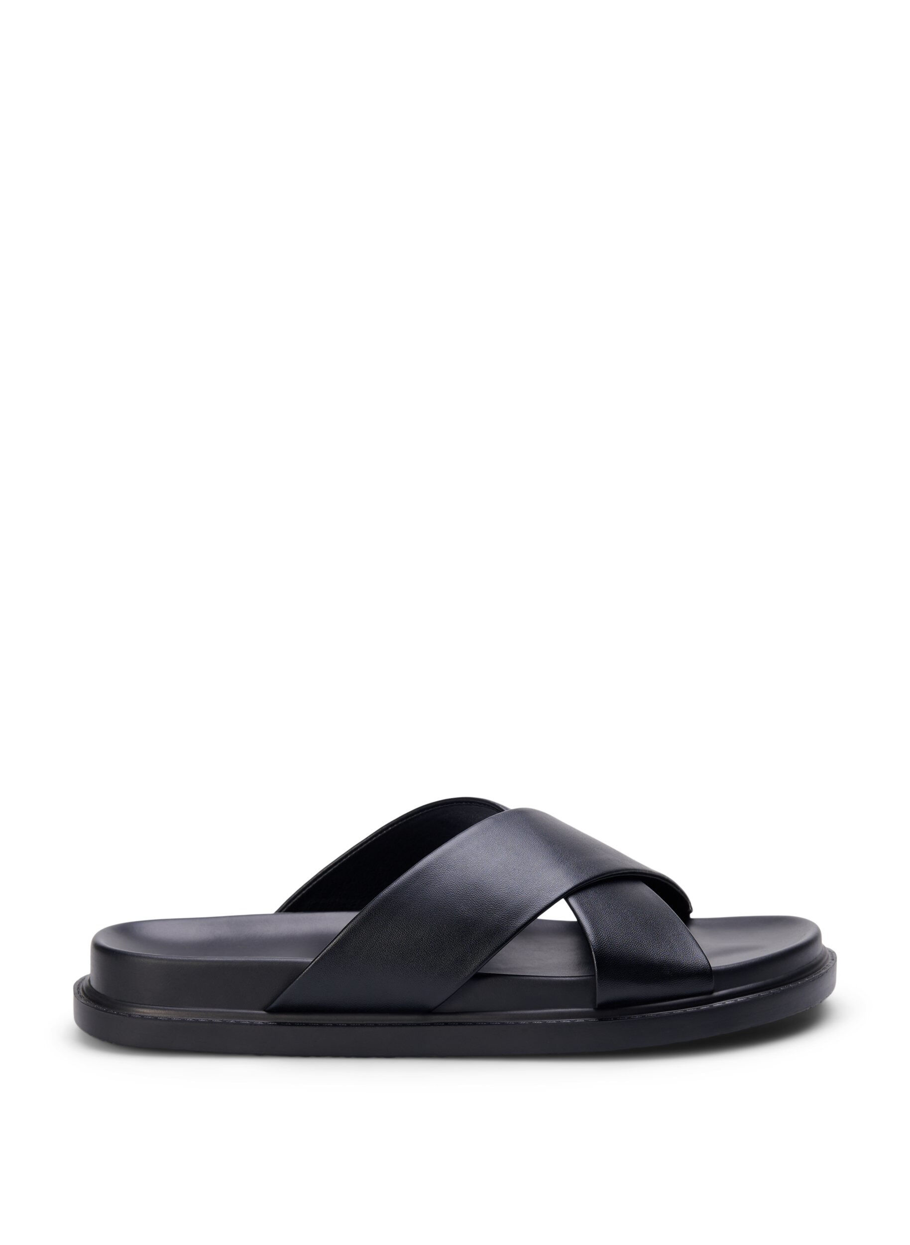 Zizzifashion Wide fit sandal with crossed straps, Black, Packshot image number 0