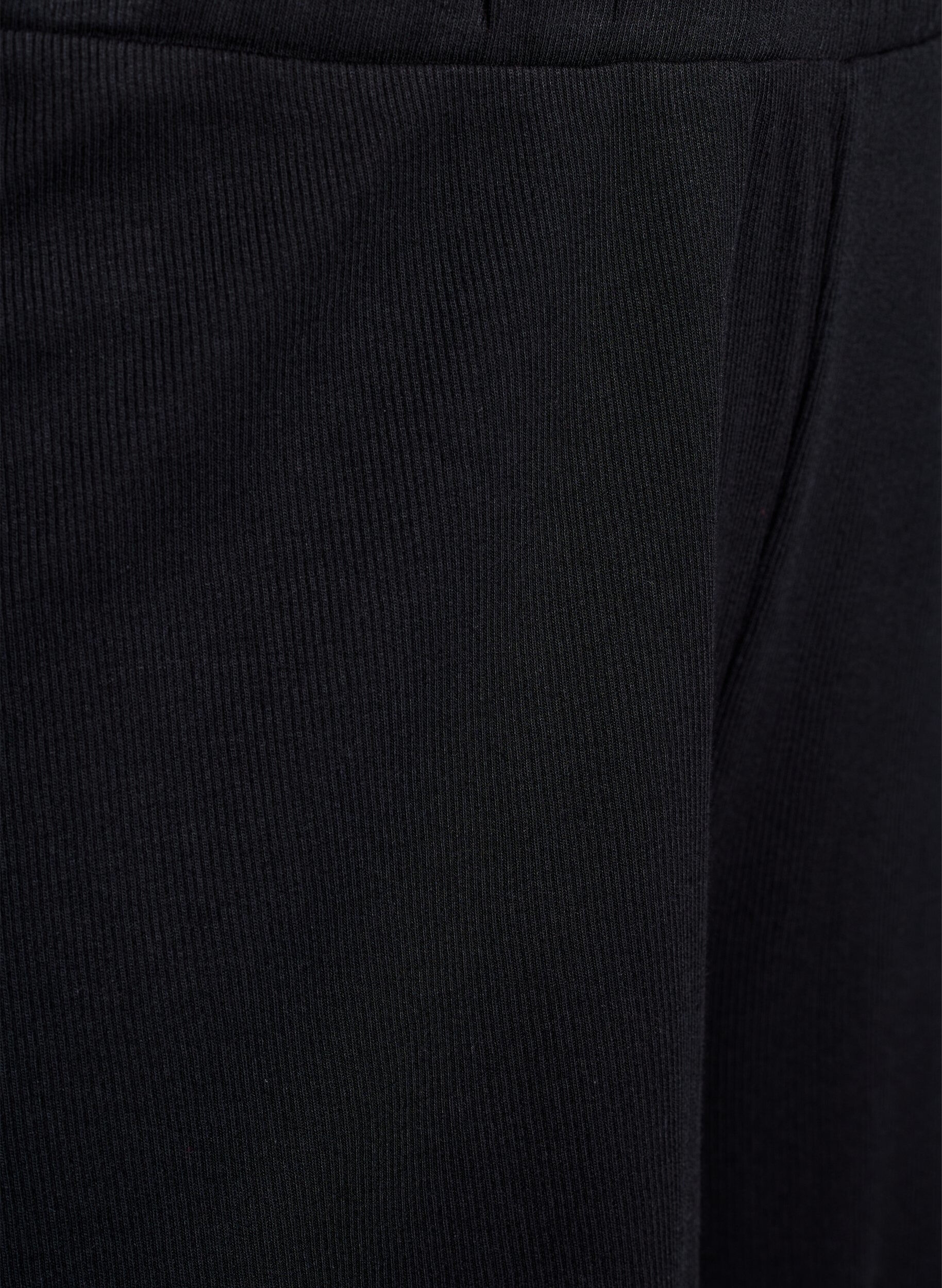 Zizzifashion Loose night shorts with ribbed texture and lace trim, Black, Packshot image number 2