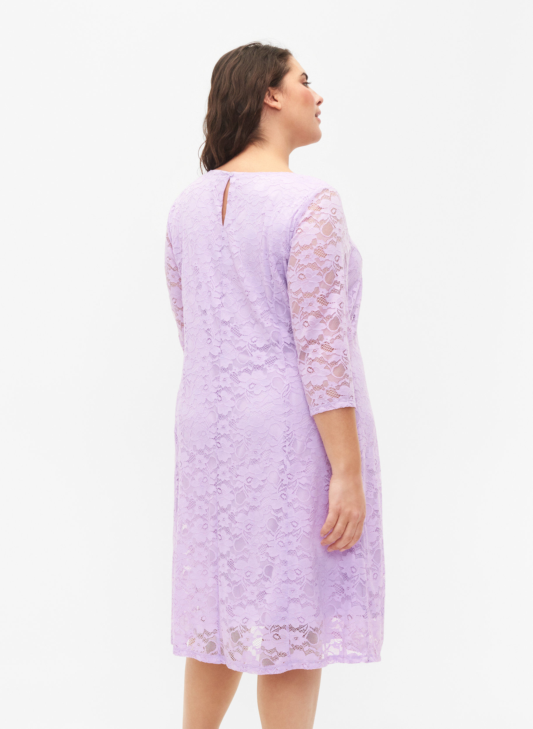 Zizzifashion Lace dress with 3/4 sleeves, Lavendula, Model image number 1