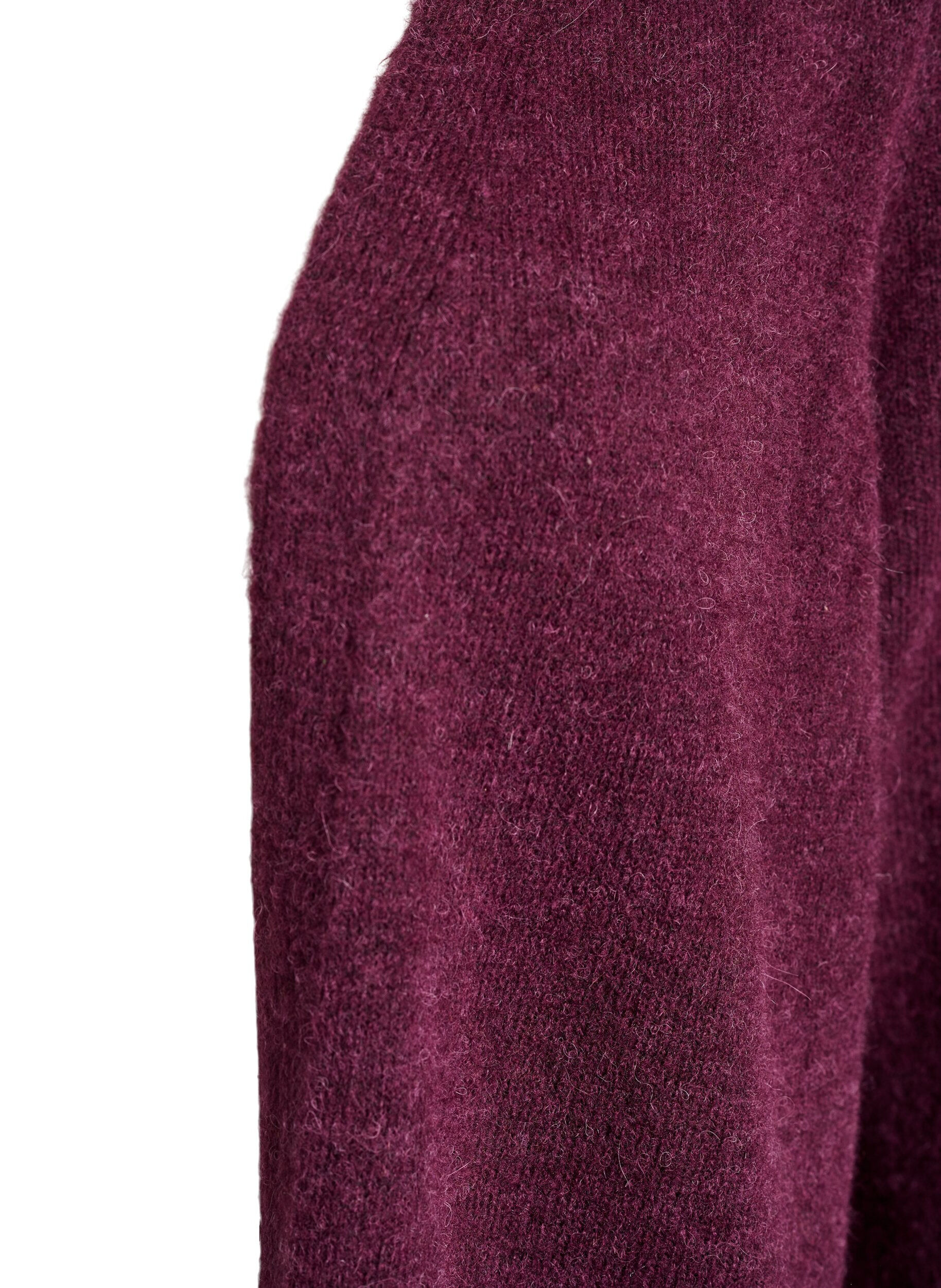 Zizzifashion Long knitted cardigan with wool and alpaca, Red, Packshot image number 2