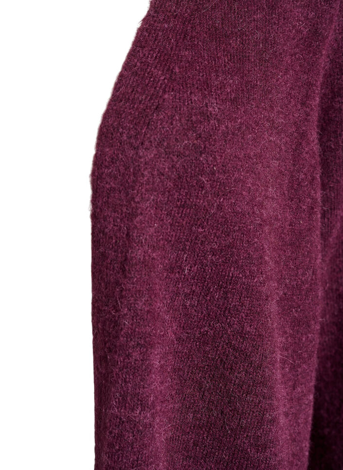 Long knitted cardigan with wool and alpaca, Red, Packshot image number 2