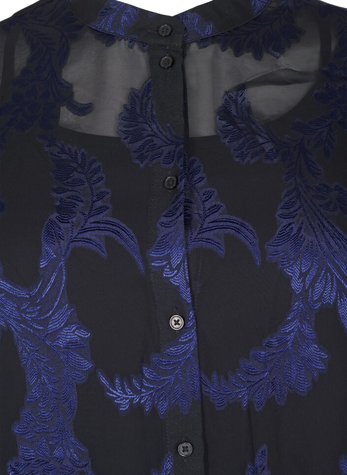 Chiffon tunic with jacquard pattern, Evening Blue, Packshot image number 2