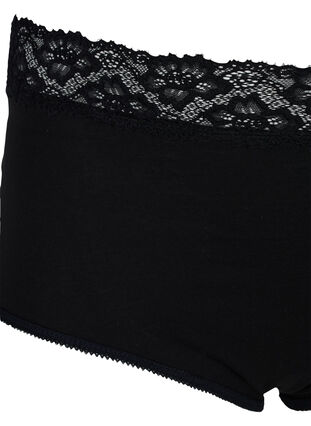 2-pack cotton briefs with lace - Black - Sz. 42-60 - Zizzifashion
