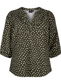 3/4 sleeve cotton Blouse with polka dots