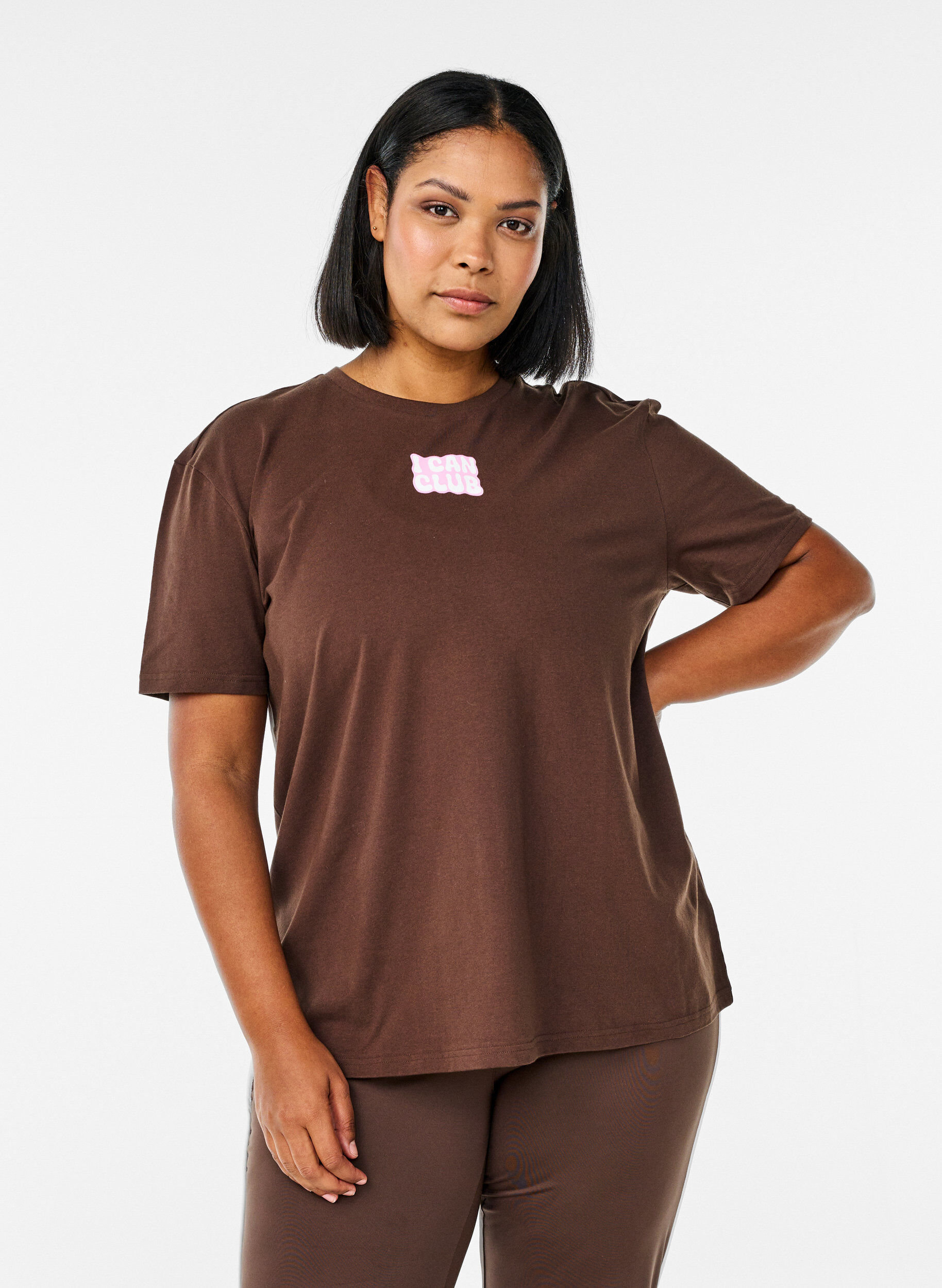 ZizzifashionSporty T-shirt in organic cotton, Brown, Model image number 0