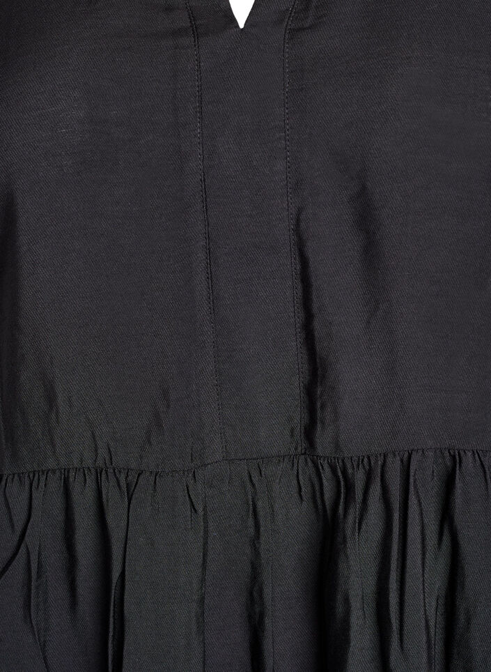 A-line dress with ruffle collar, Black, Packshot image number 2