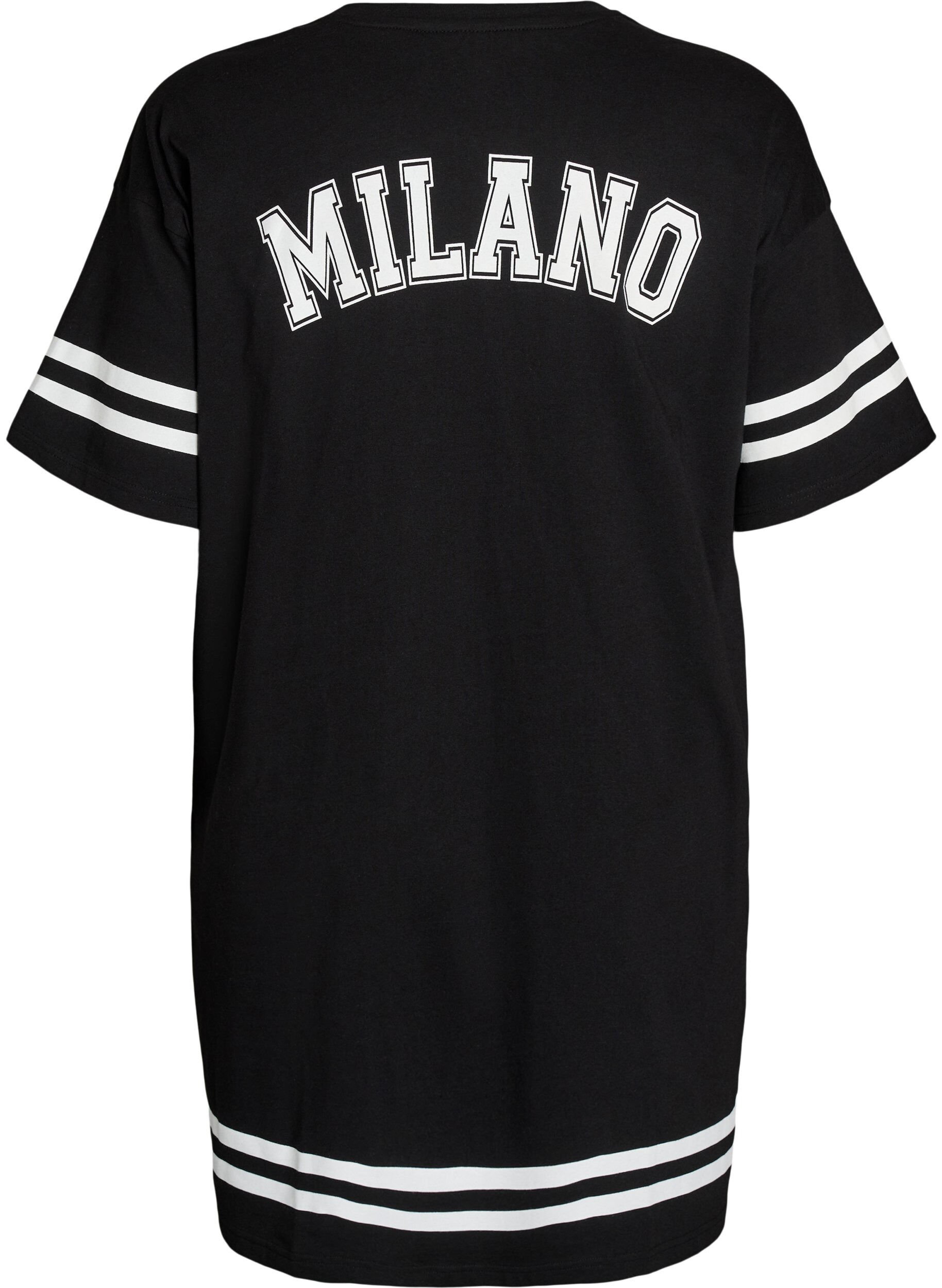 ZizzifashionShort T-shirt dress with sporty details, Black, Packshot image number 1