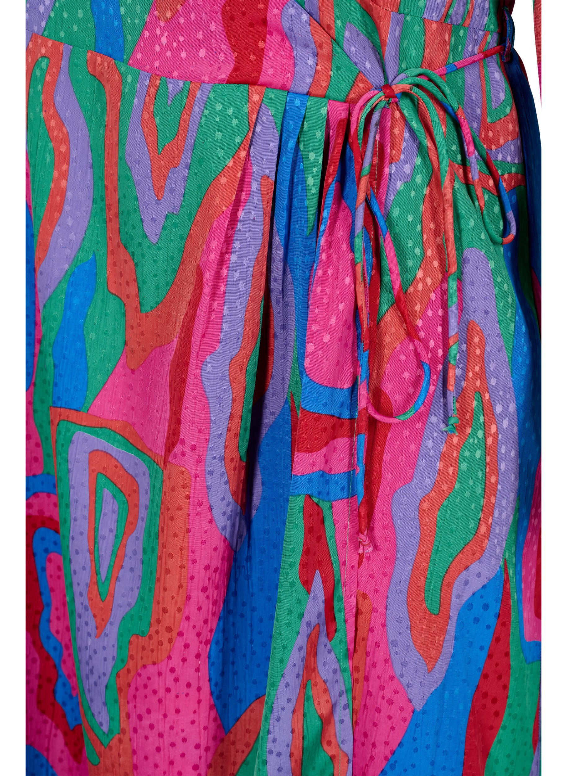 Zizzifashion Printed wrap dress with long sleeves, Colorfull Art Print, Packshot image number 3