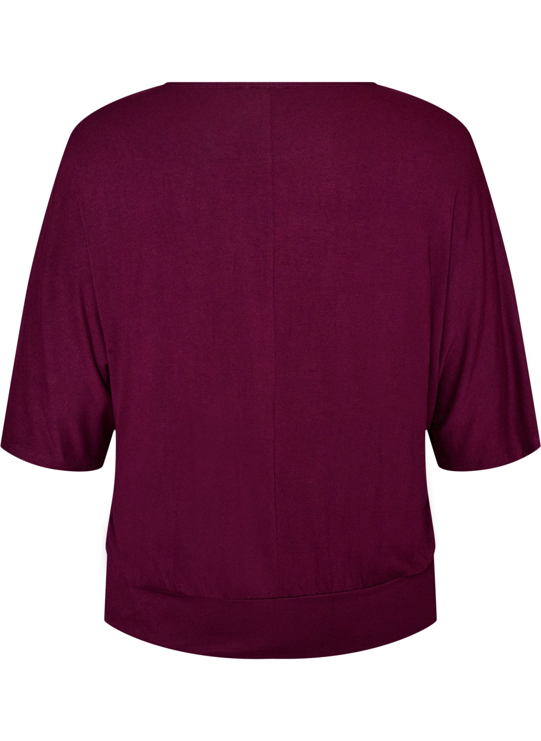 ZizzifashionJersey blouse with elbow-length balloon sleeves, Purple, Packshot image number 1