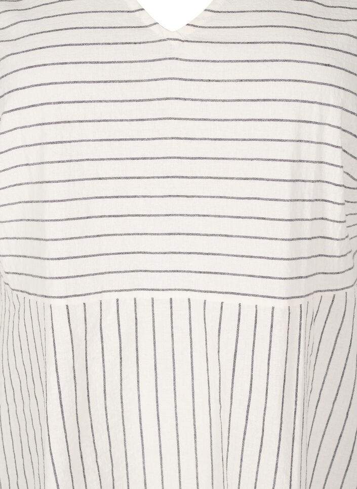 Knee-length dress with stripes and 3/4 sleeves, Vanilla, Packshot image number 2