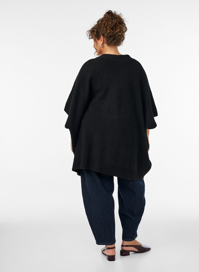 Cardigan with open front and wide sleeves, Black, Model image number 2