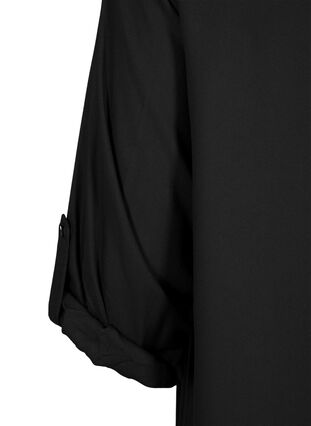 Shirt dress in viscose with hood and 3/4 sleeves, Black, Packshot image number 3