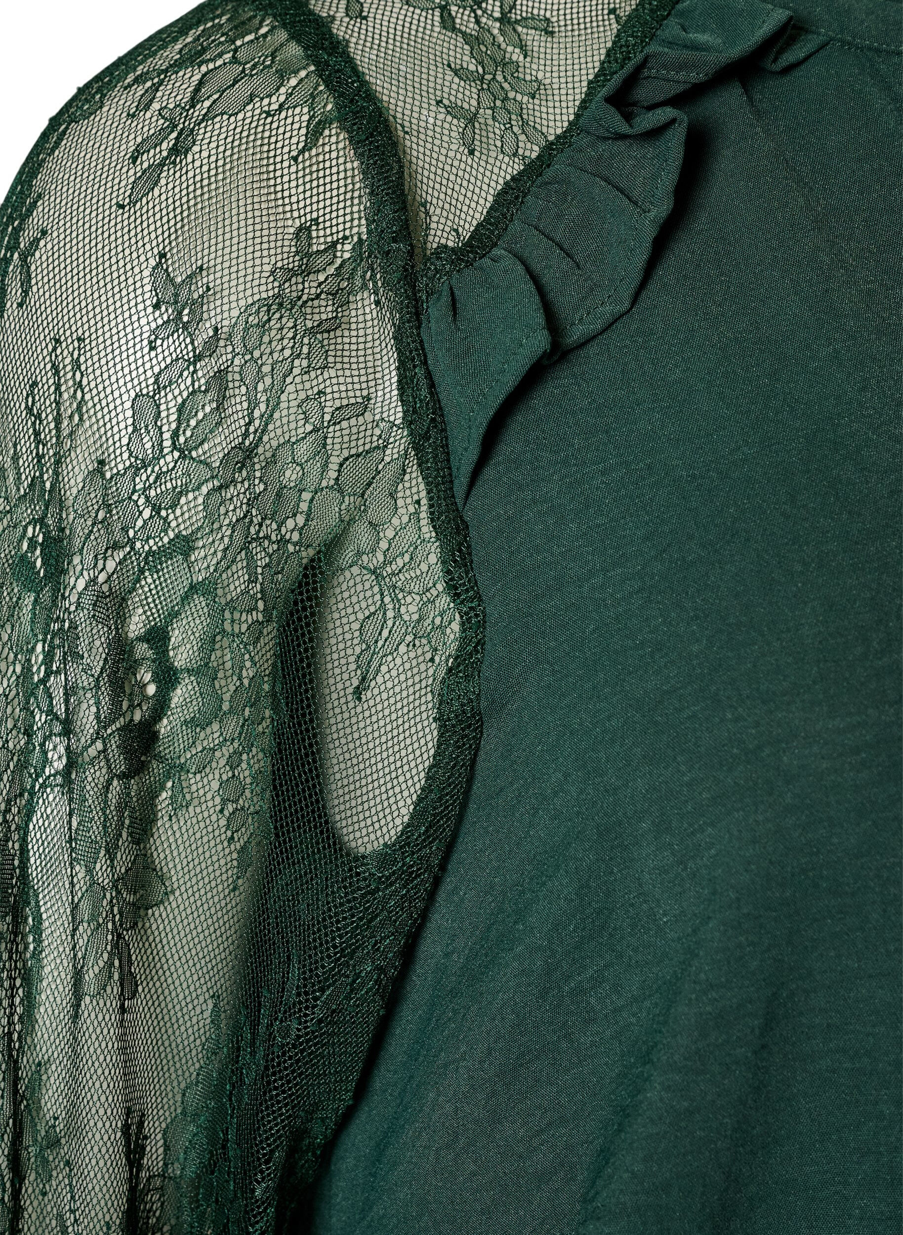 ZizzifashionTunic with sheer lace sleeves, Green, Packshot image number 3