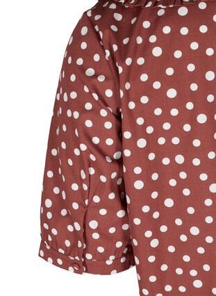 Short-sleeved cotton tunic with dots, Marsala AOP, Packshot image number 3