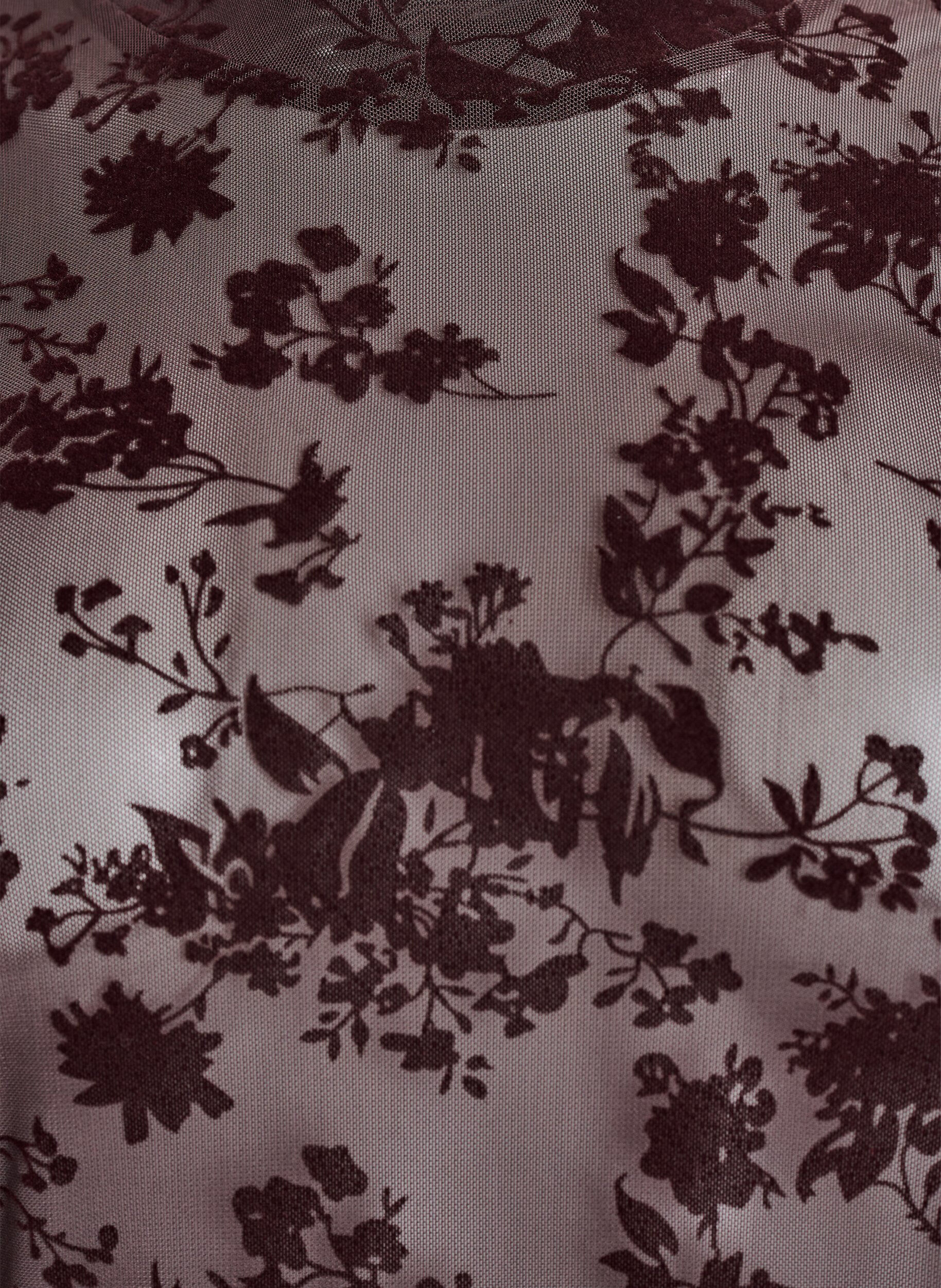Zizzifashion Mesh blouse with floral pattern, Brown, Packshot image number 2