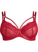 Full cover lace bra with strap details, Red, Packshot image number 0