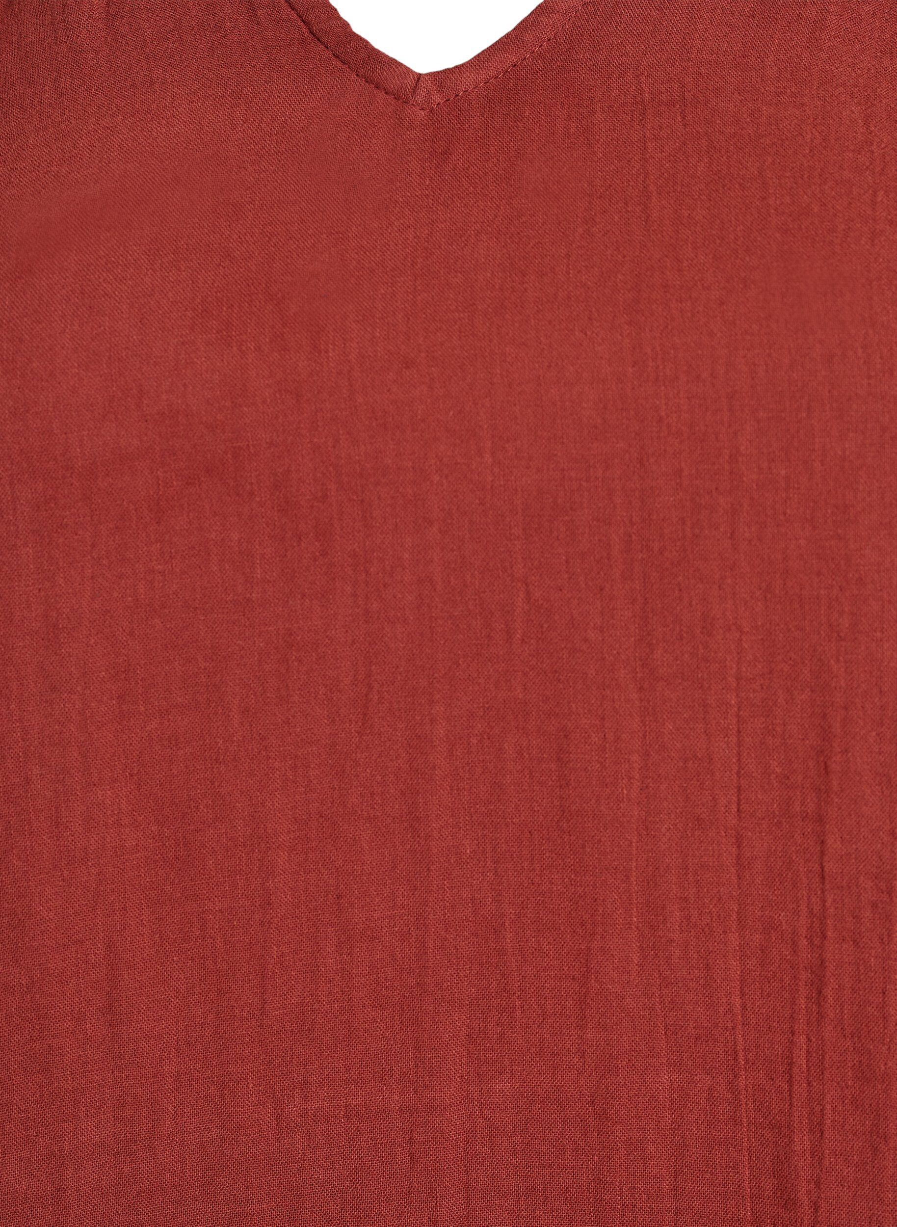 ZizzifashionSleeveless top in cotton muslin with ruffles, Red, Packshot image number 2