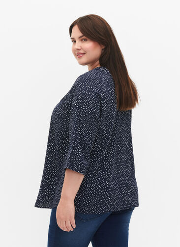Blouse with 3/4 sleeves and print, Dot, Model image number 1