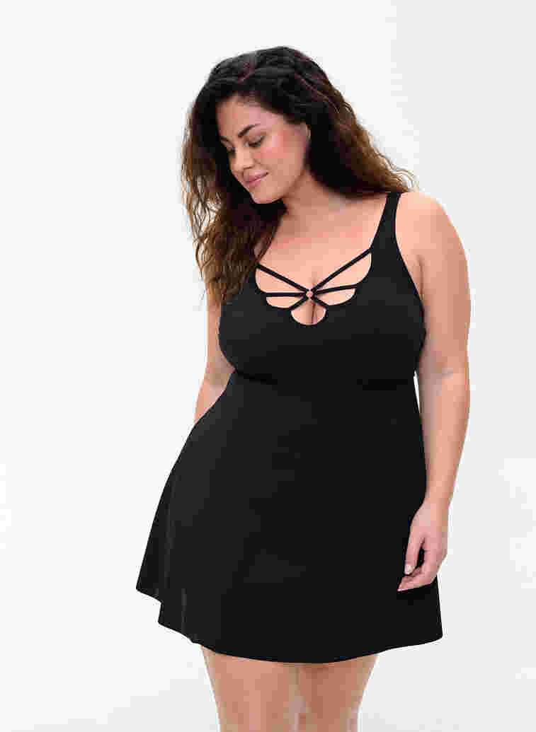 Swim dress with string detail, Black, Model