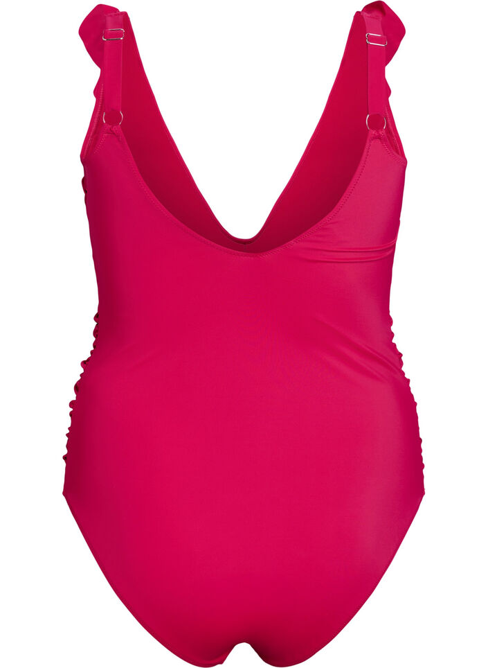 Swimsuit with ruffles and removable inserts, Pink, Packshot image number 1