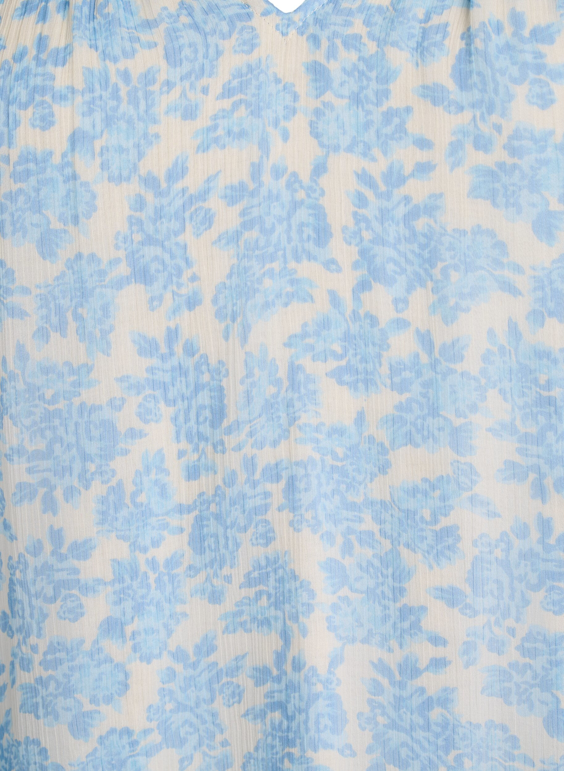 Zizzifashion Chiffon blouse with floral print and crochet trim, Light Blue, Packshot image number 2