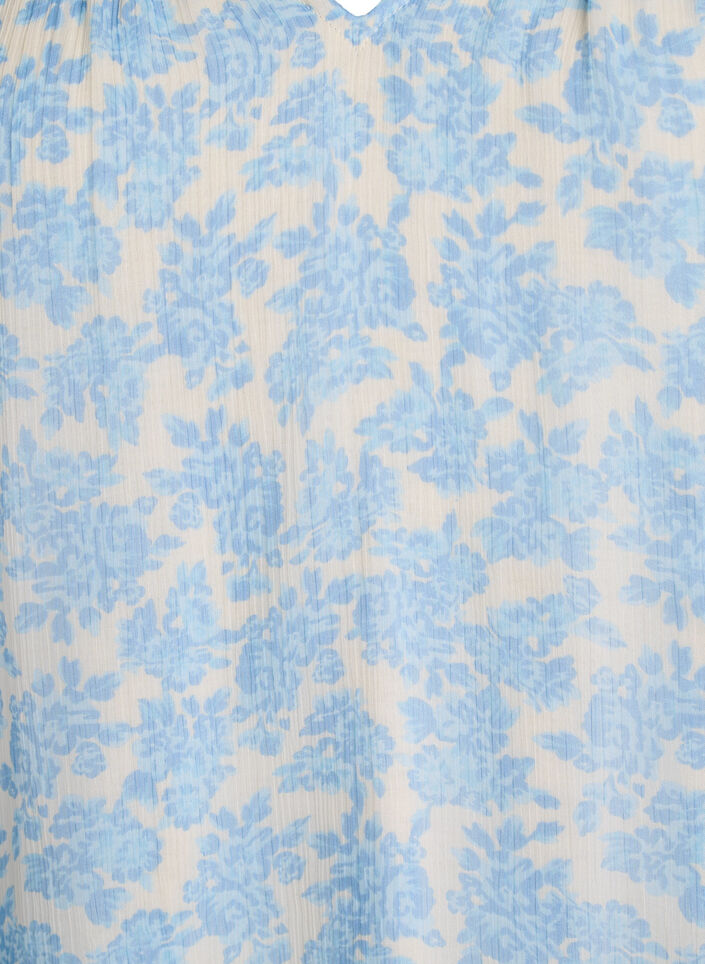 Chiffon blouse with floral print and crochet trim, Light Blue, Packshot image number 2