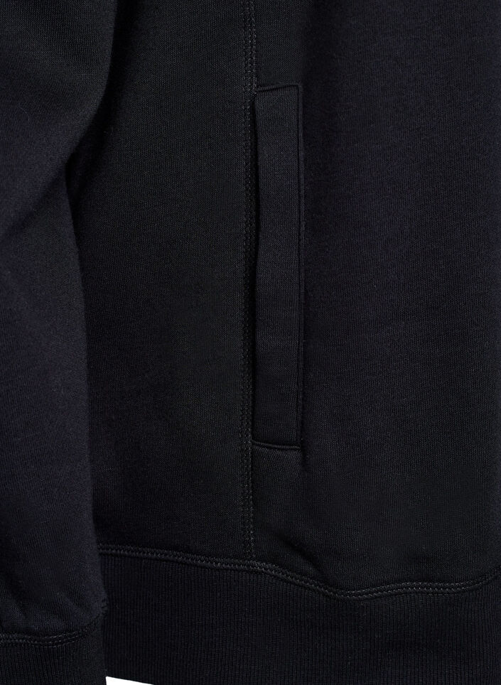 Sweatshirt with high collar and pockets, Black, Packshot image number 3