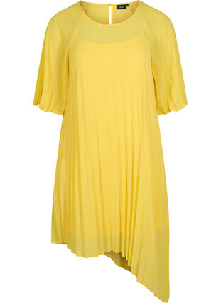 A-line dress with 2/4 sleeves, Primrose Yellow, Packshot image number 0