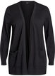 Long open-front knit cardigan with pockets, Black, Packshot image number 0