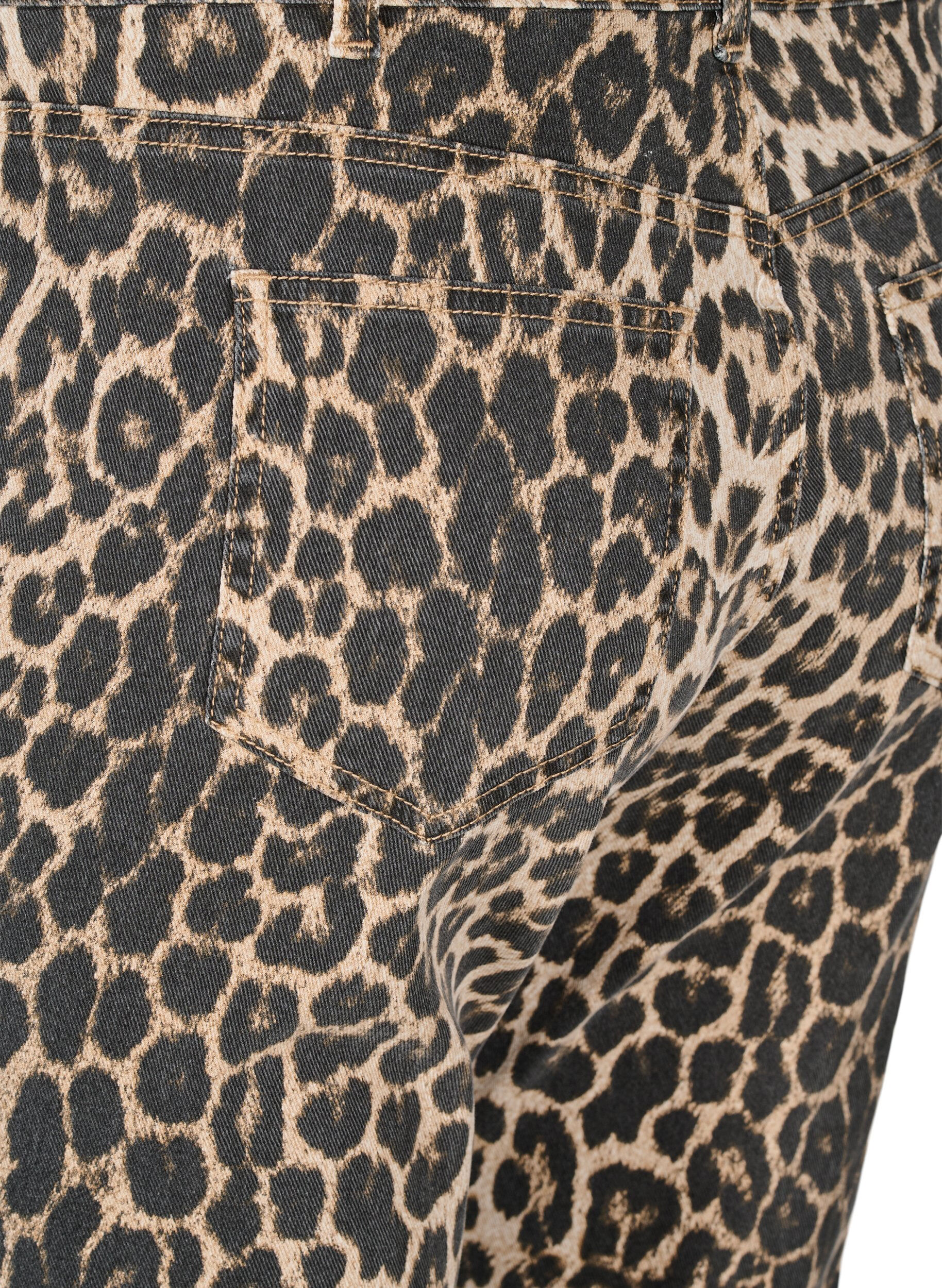 Zizzifashion Emily jeans with leopard print, Brown, Packshot image number 3