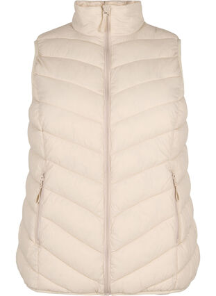 Short vest with zip and pockets, Pumice Stone, Packshot image number 0
