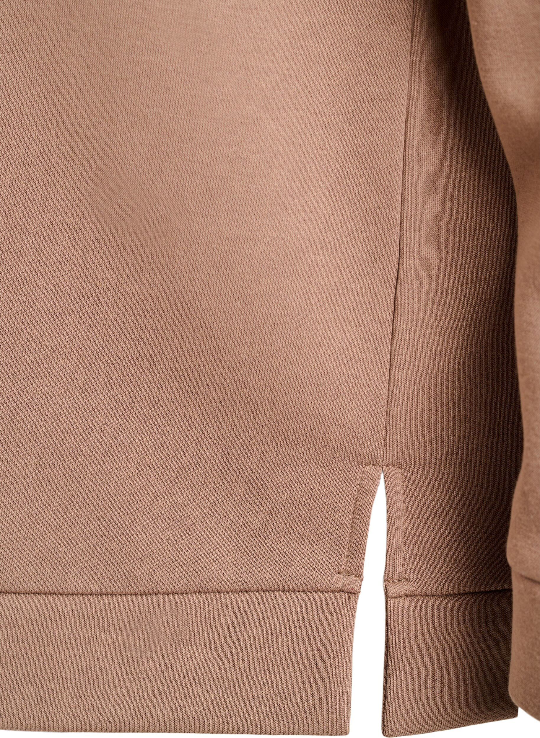 Zizzifashion Sweatshirt with high neck and zipper closure, Brown, Packshot image number 3