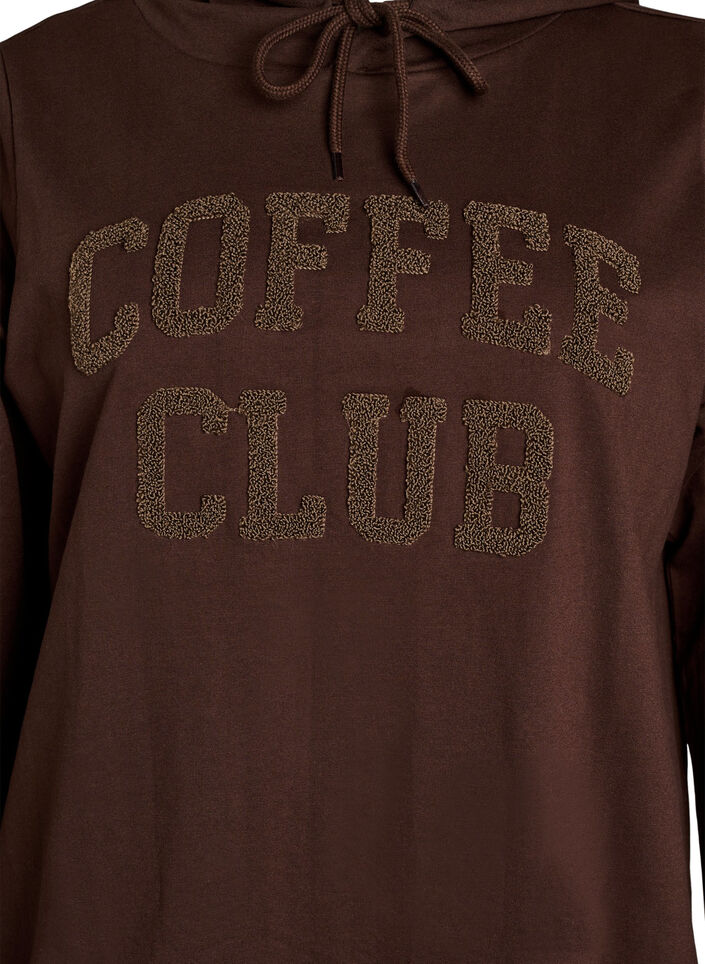 Hoodie with a terry text motif, Brown, Packshot image number 2