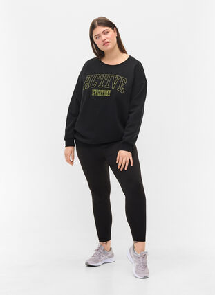 Sweatshirt with a sporty print, Black, Model image number 2