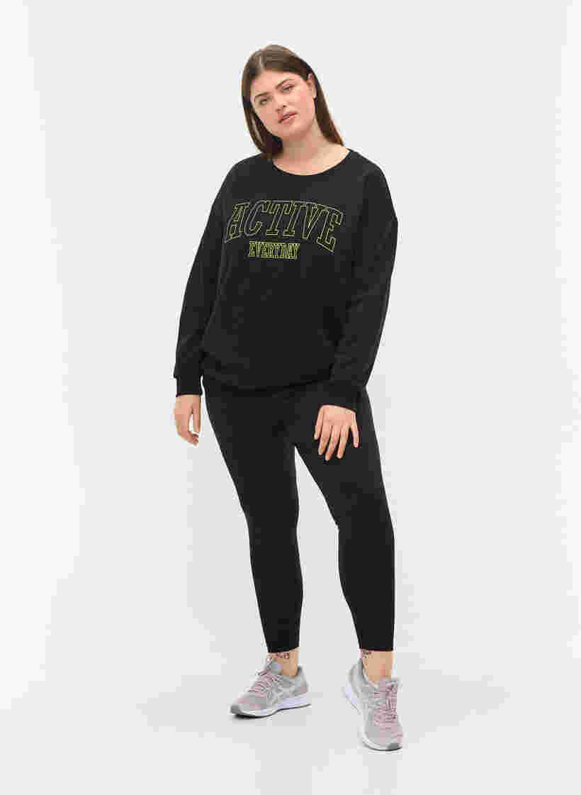 Sweatshirt with a sporty print, Black, Model image number 2