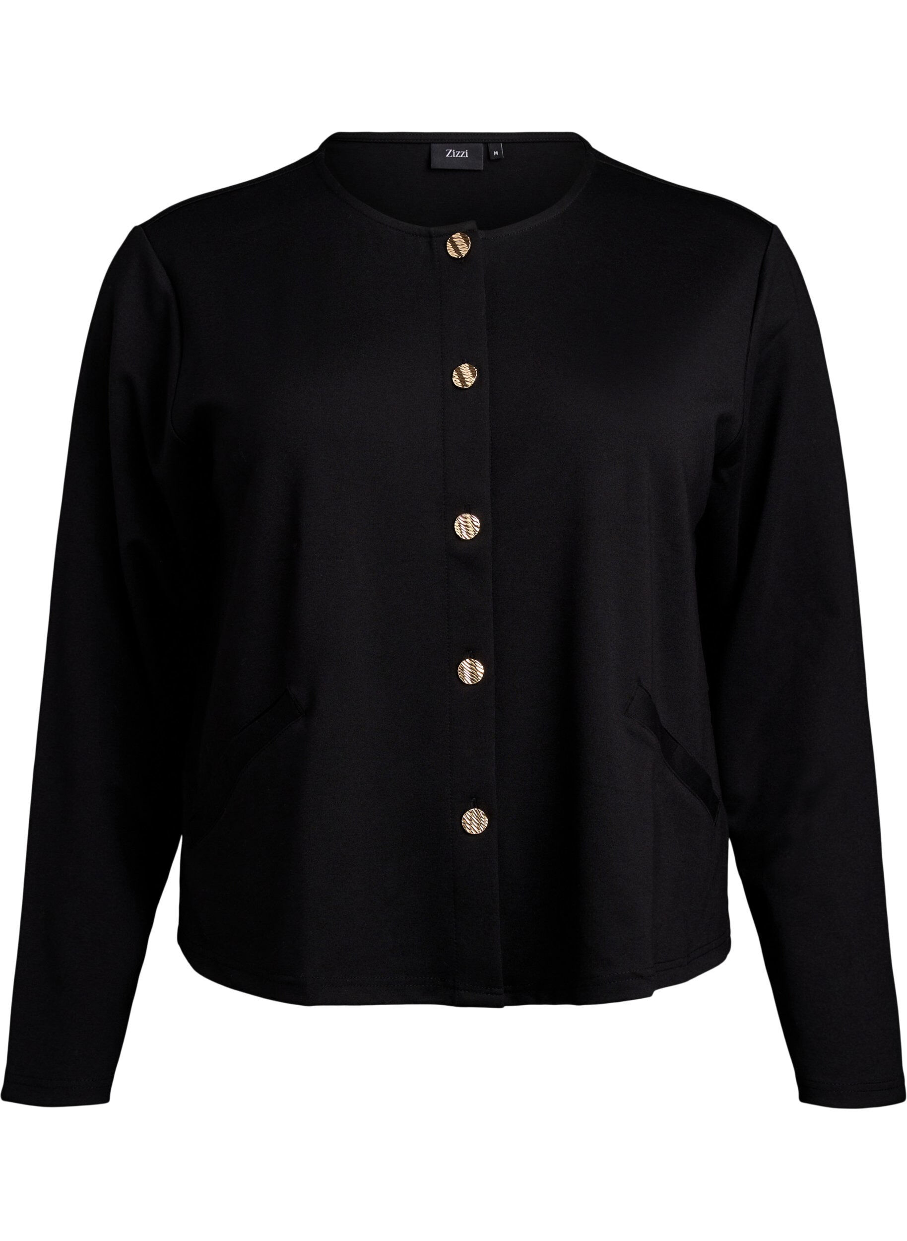 Zizzifashion Cardigan with decorative buttons and long sleeves, Black, Packshot image number 0
