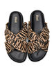 Sandals with crossed straps and ruffle edges, Brown, Packshot image number 2