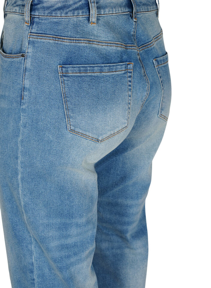 7/8 jeans with raw hems and high waist, Light Blue, Packshot image number 3