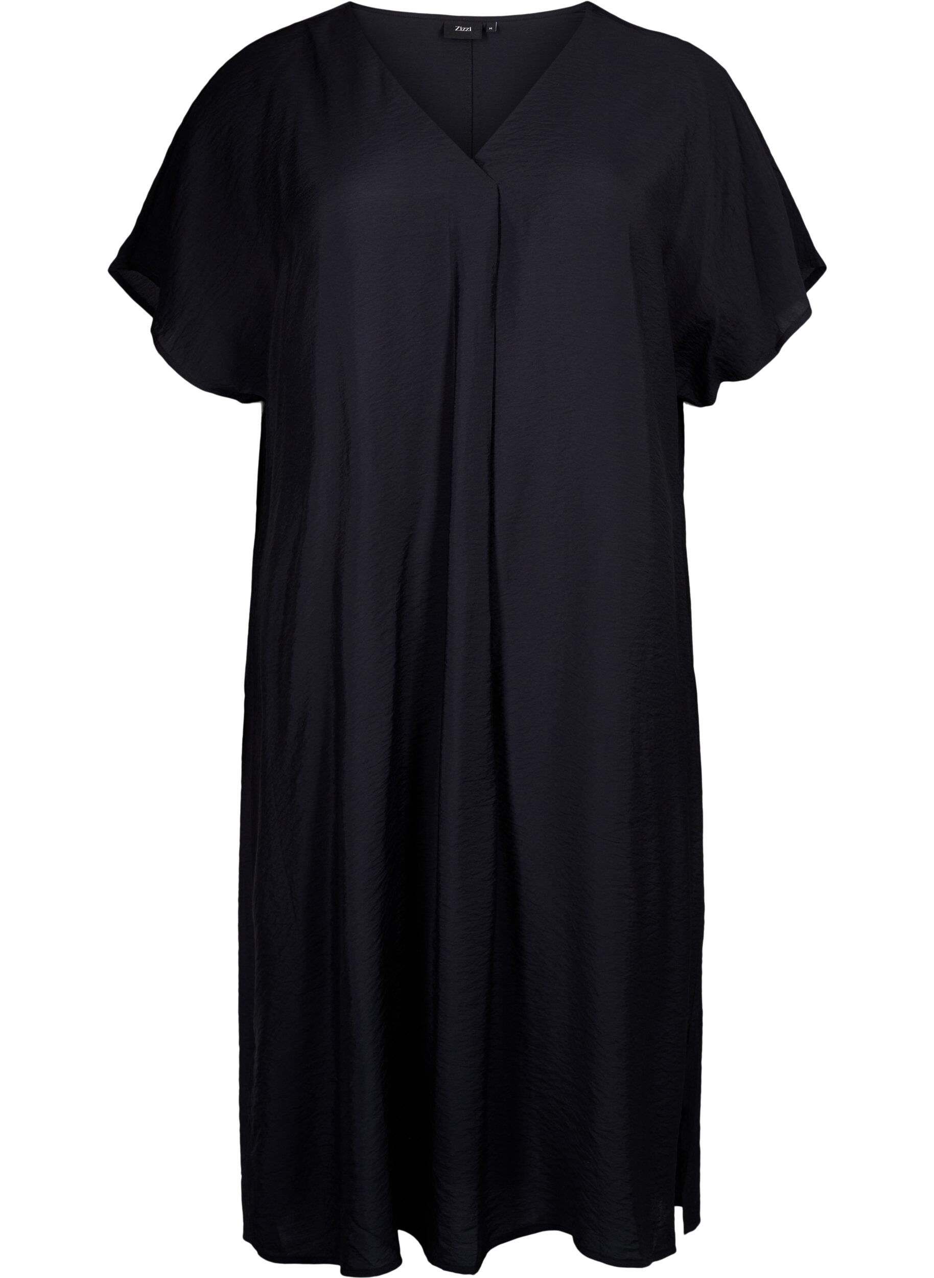 ZizzifashionV-neck dress in viscose, Black, Packshot image number 0