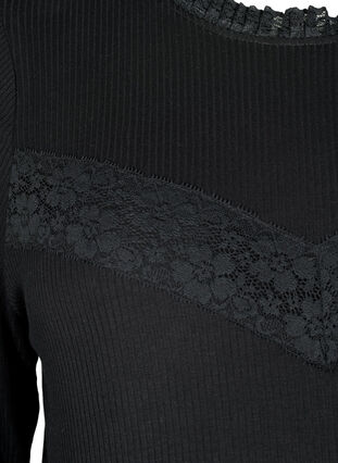 Maternity blouse with lace and long sleeves, Black, Packshot image number 2
