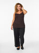 Ribbed jersey top with lace trim, Brown, Model image number 1