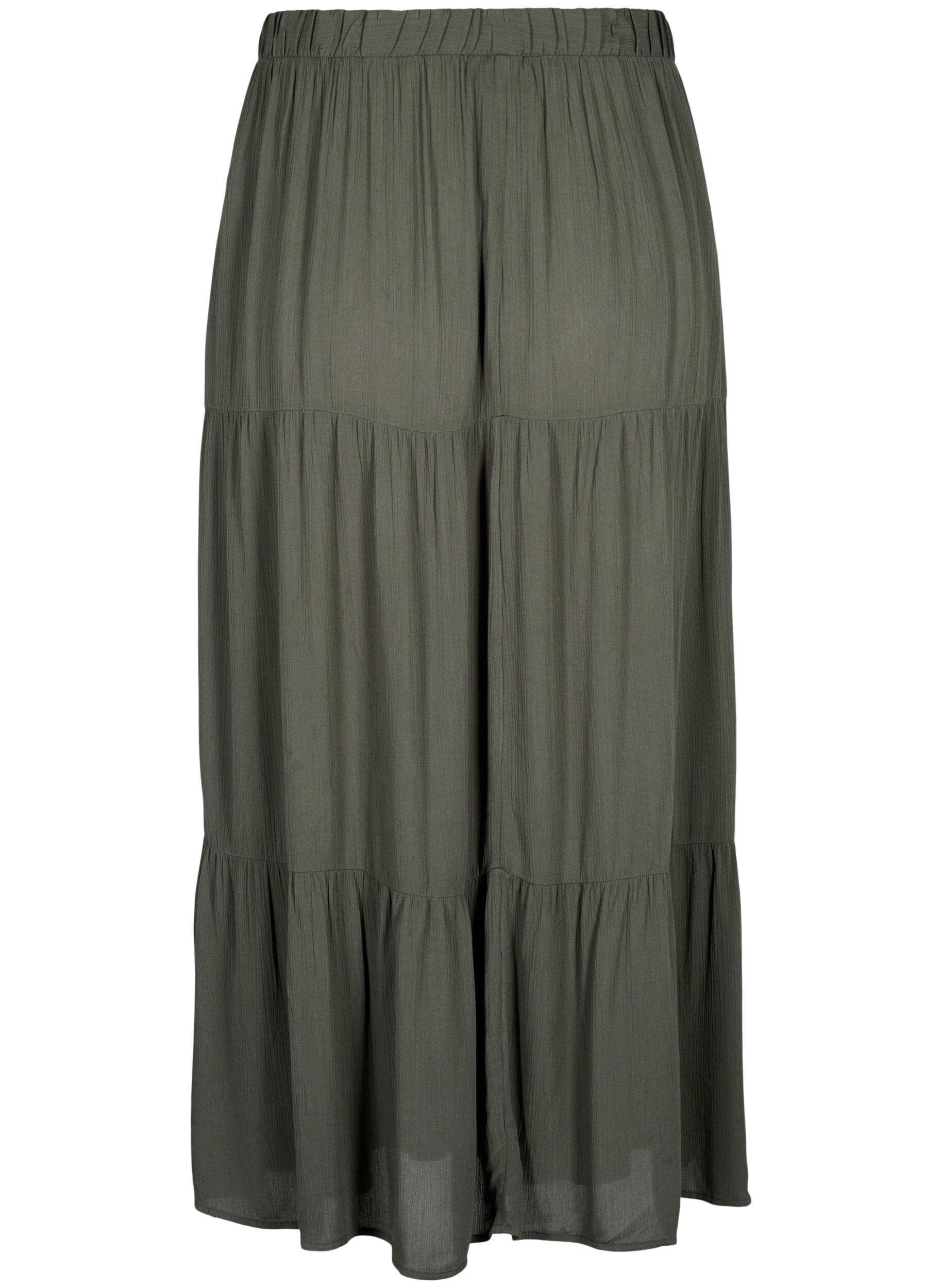 ZizzifashionLong skirt with elasticated waist, Green, Packshot image number 1