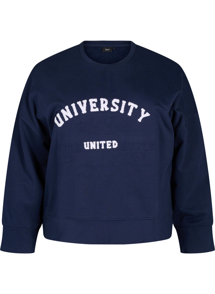 Sweatshirt with embossed text design, Blue, Packshot image number 0
