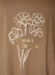Cotton T-shirt with front print and V-neck, Brown, Packshot image number 2