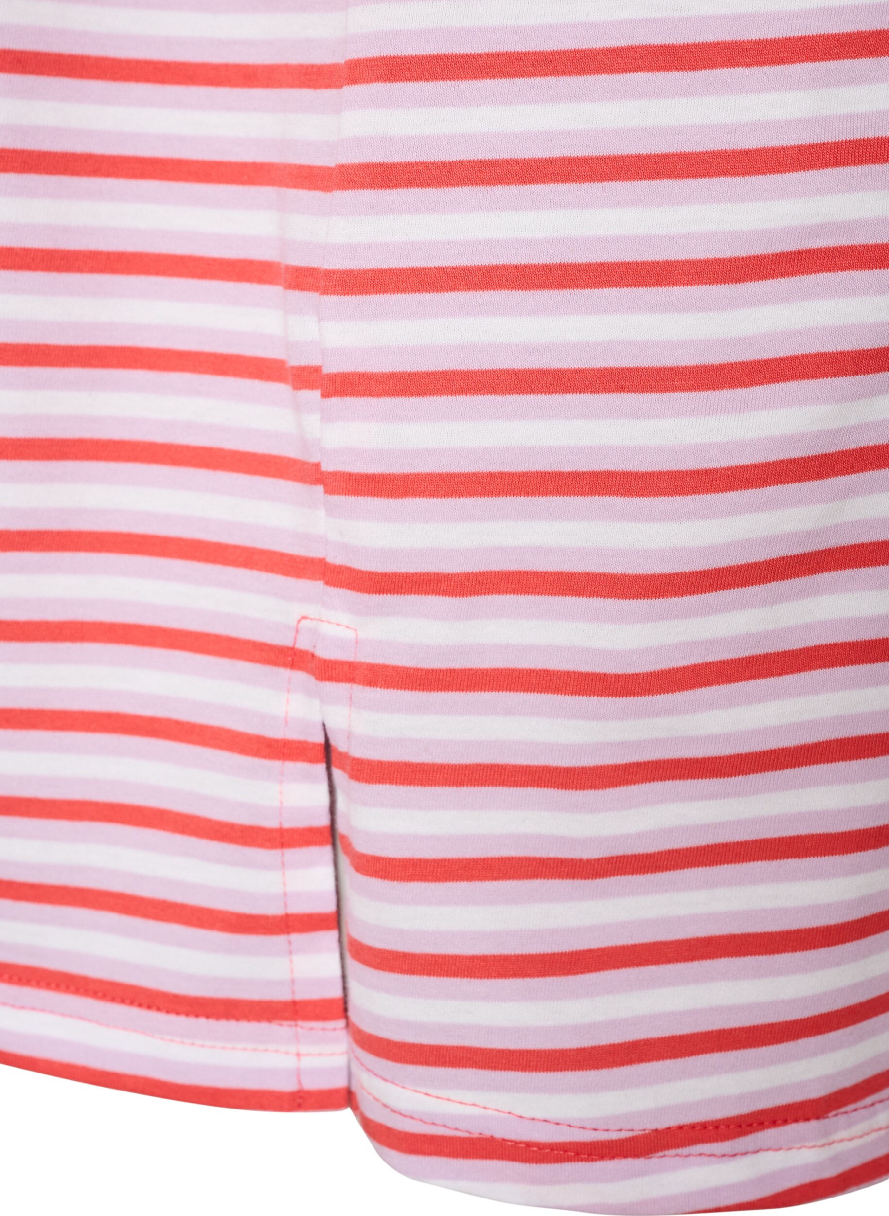 ZizzifashionLong oversized striped T-shirt in organic cotton, Purple, Packshot image number 3