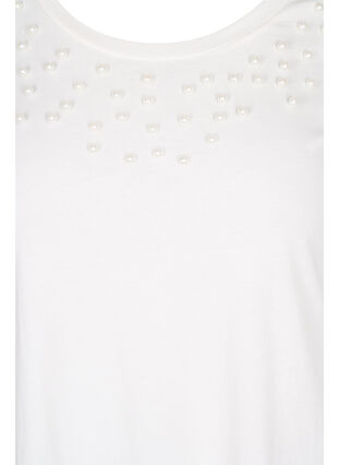 Beaded cotton t-shirt, Warm Off-white, Packshot image number 2