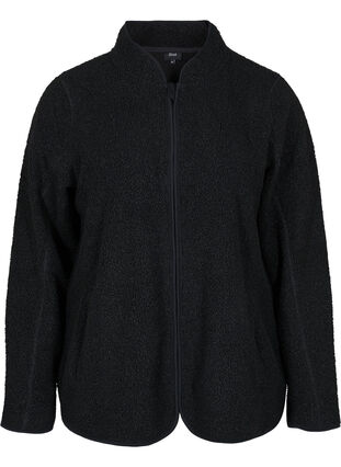 Short teddy jacket with pockets, Black Beauty, Packshot image number 0