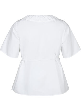 Short sleeve blouse with ruffle detail, Bright White, Packshot image number 1